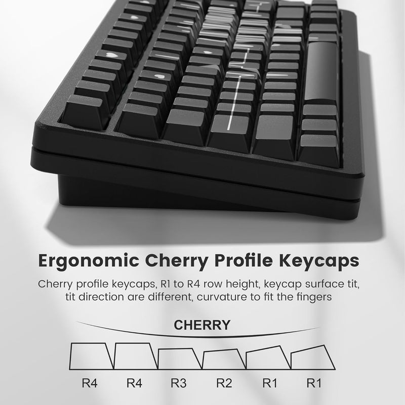 Rainy75 PBT Keycaps-Cherry Key caps, Heart Design Dye Sublimation 130 Keys Set for Cherry Gateron MX Switches Keyboards, Black - Image 4